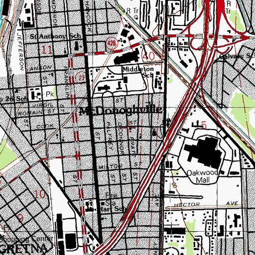 Topographic Map of Love and Faith Missionary Baptist Church, LA