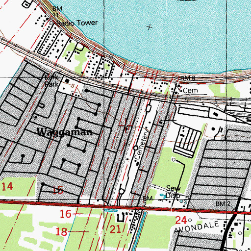 Topographic Map of Mount Herman Baptist Church, LA