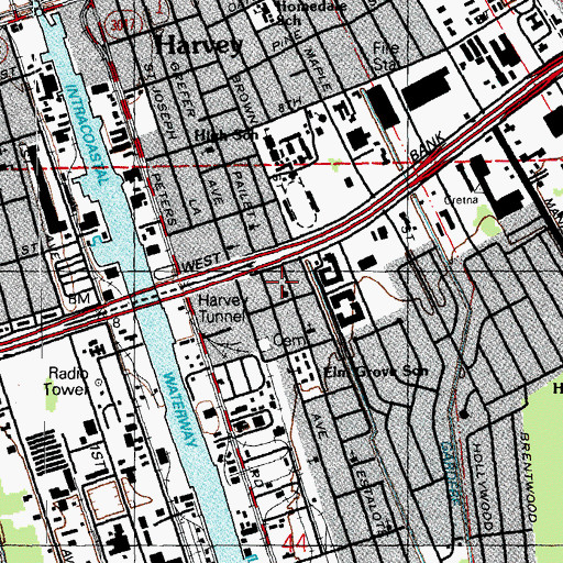 Topographic Map of Mount Pilgrim Baptist Church, LA