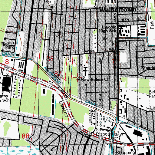 Topographic Map of New Salem Church of Christ, LA