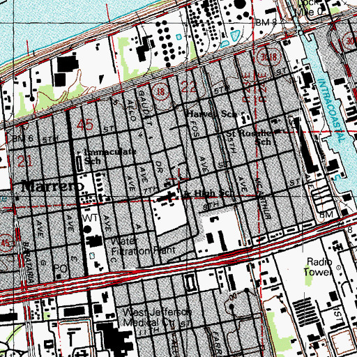 Topographic Map of Saint James United Methodist Church, LA