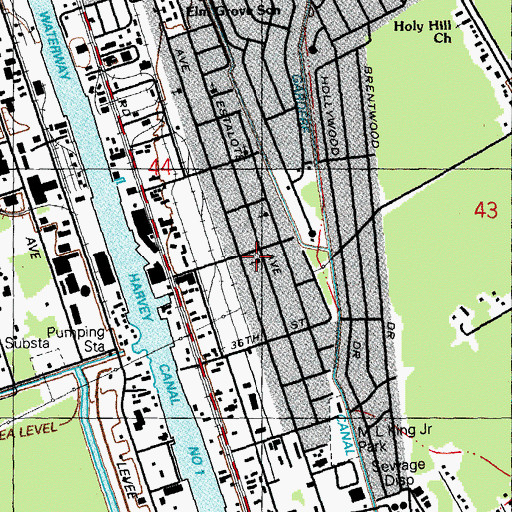 Topographic Map of Saint Peters Church of God and Christ, LA