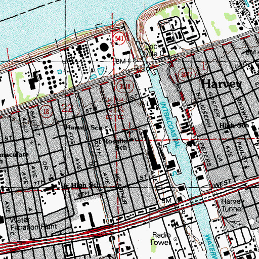 Topographic Map of Saint Rosalie Catholic Church, LA