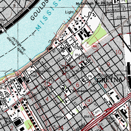 Topographic Map of Salem Evangelical Lutheran Church, LA