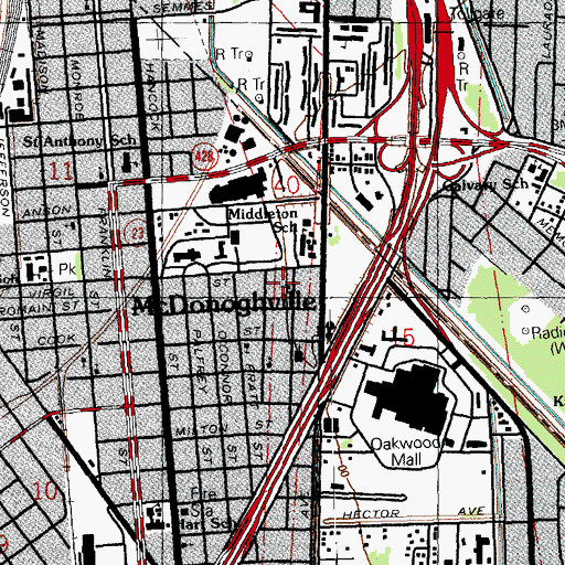 Topographic Map of Sunrise Baptist Church, LA
