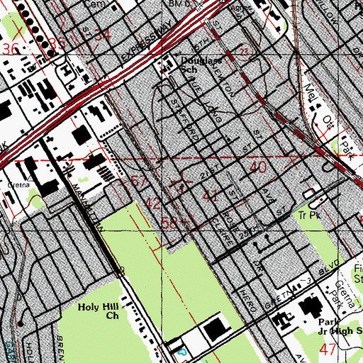 Topographic Map of Westbank Christian Center, LA