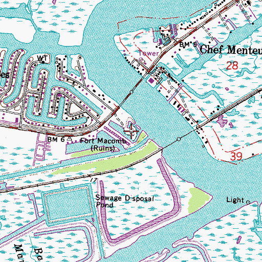 Topographic Map of Fort Macomb State Historic Site, LA