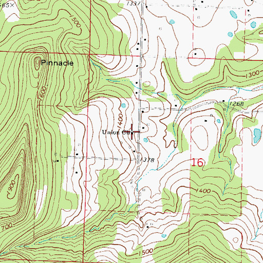 Topographic Map of Union Church, AR