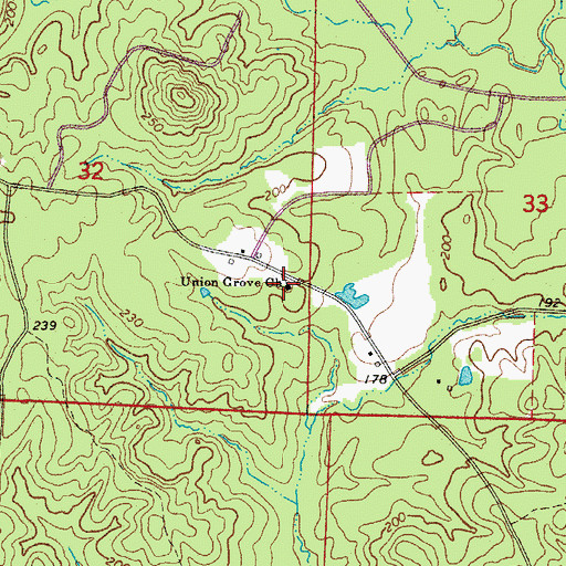 Topographic Map of Union Grove Church, AR