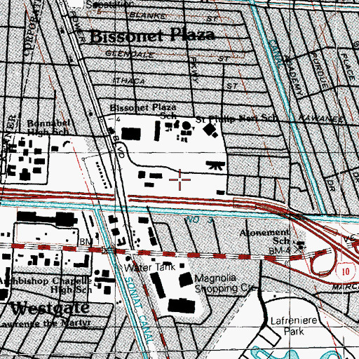 Topographic Map of Atonement Lutheran School, LA