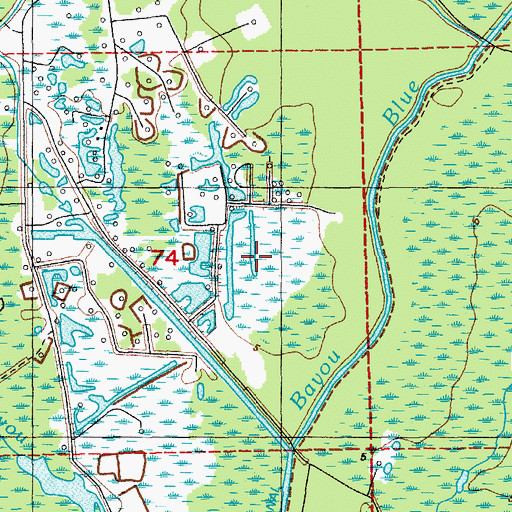 Topographic Map of Bayou Blue Oil and Gas Field, LA