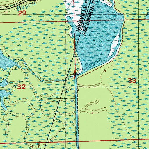 Topographic Map of Bayou Braud, LA