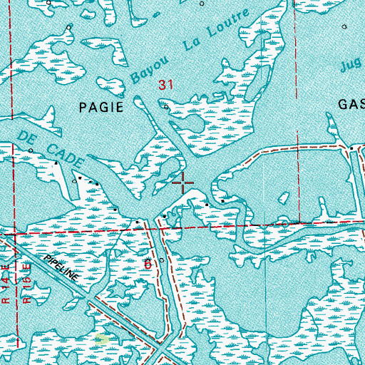 Topographic Map of Bayou De Cade, LA