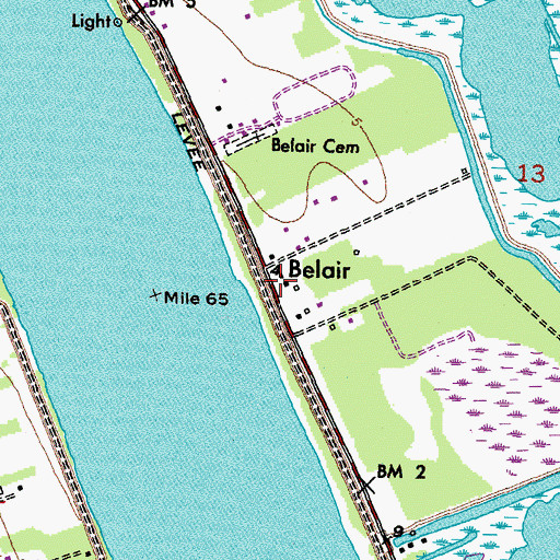 Topographic Map of Belair, LA