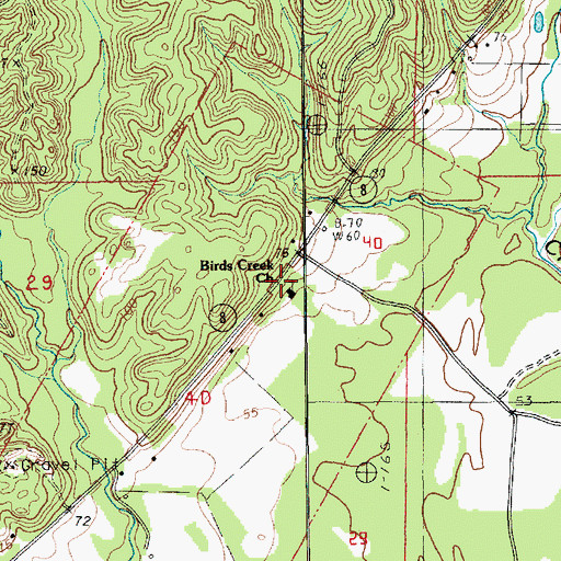Topographic Map of Birds Creek Baptist Church, LA