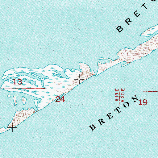 Topographic Map of Breton Islands, LA