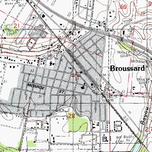 Topographic Map of Broussard, LA