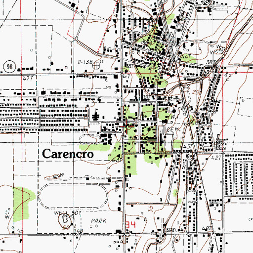 Topographic Map of Carencro, LA