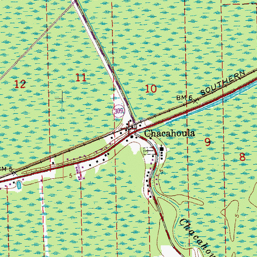Topographic Map of Chacahoula, LA