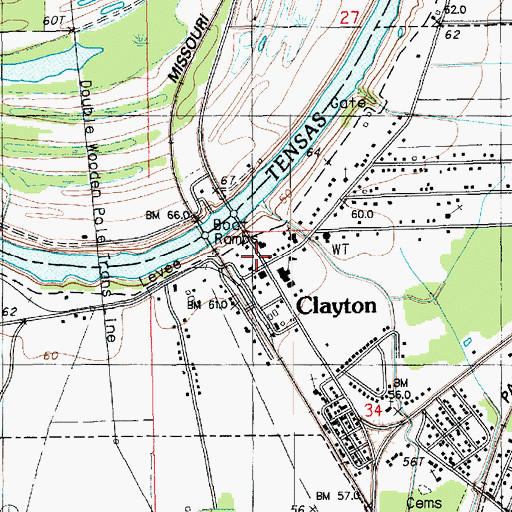 Topographic Map of Clayton, LA