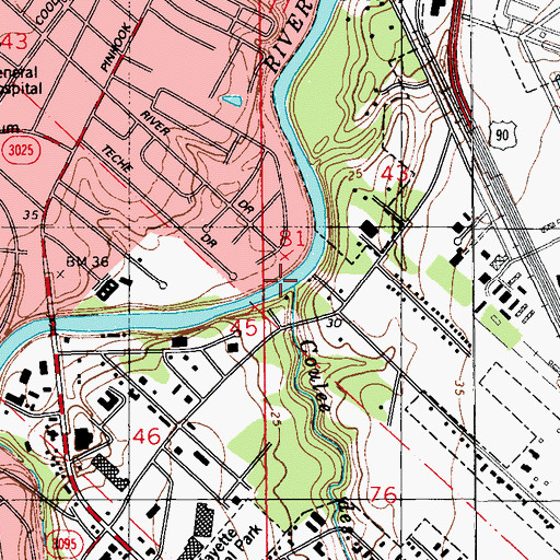 Topographic Map of Coulee des Poches, LA
