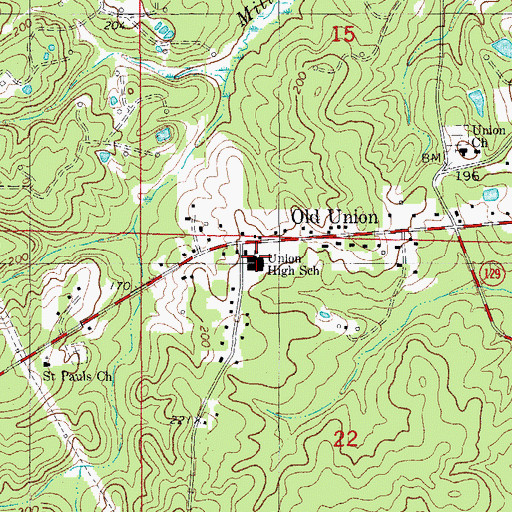 Topographic Map of Union High School, AR