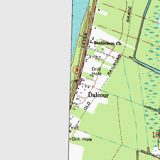 Topographic Map of Dalcour, LA