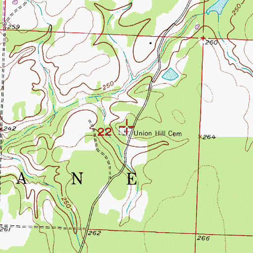 Topographic Map of Union Hill Cemetery, AR