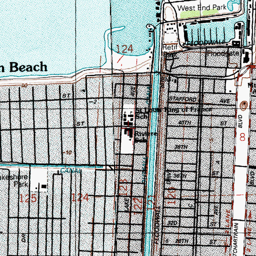 Topographic Map of Marie B Riviere Elementary School, LA