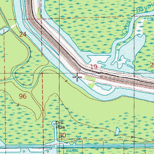 Topographic Map of East Fork Bayou Pigeon, LA
