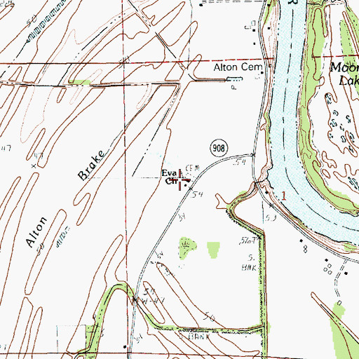 Topographic Map of Eva Church, LA