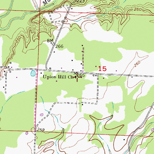 Topographic Map of Union Hill Church, AR