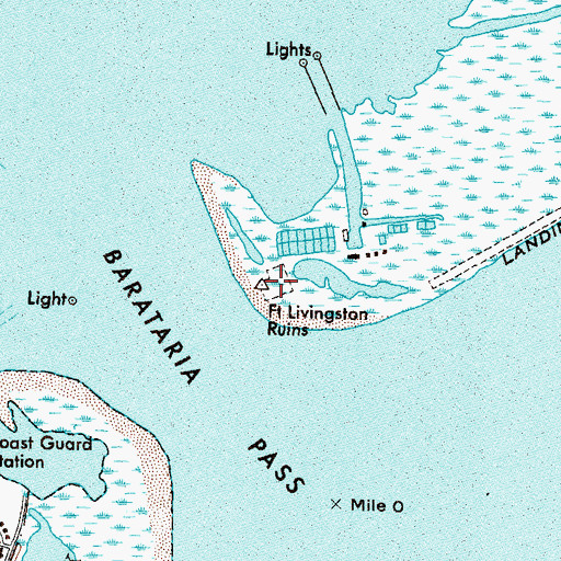 Topographic Map of Fort Livingston Ruins, LA
