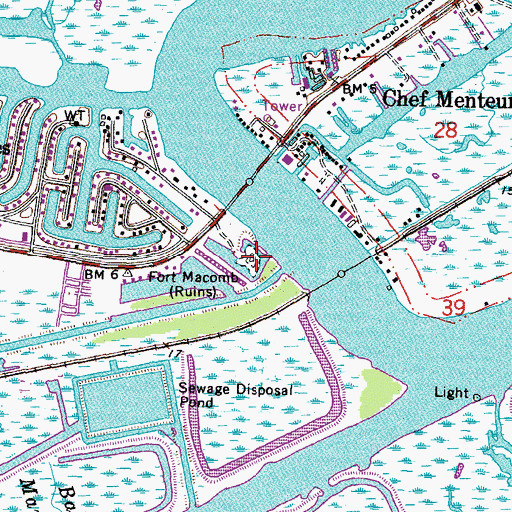 Topographic Map of Fort Macomb (historical), LA