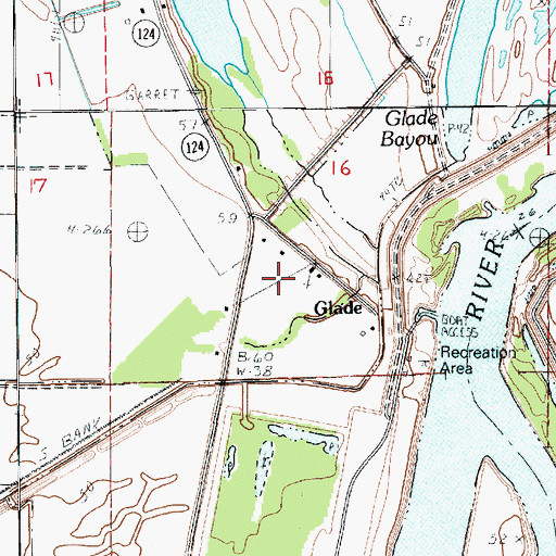 Topographic Map of Glade Church, LA
