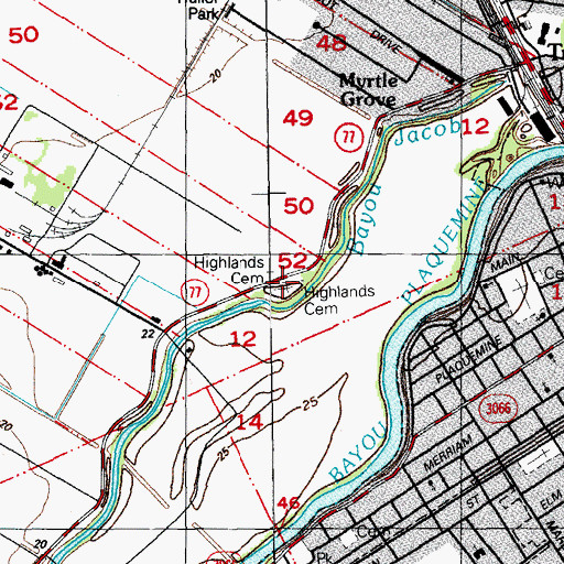 Topographic Map of Little Zion Church 1 Cemetery / Highlands Cemetery, LA