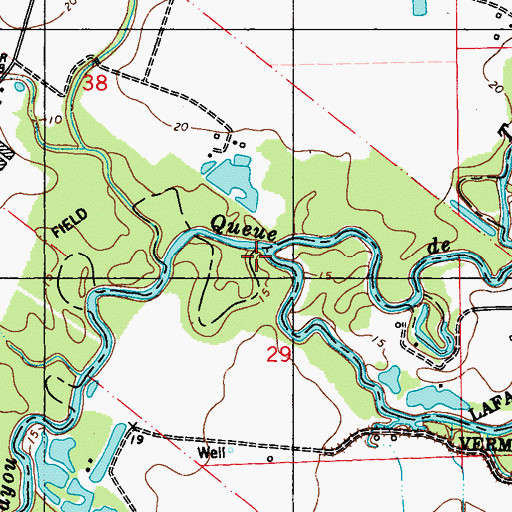Topographic Map of Indian Bayou, LA