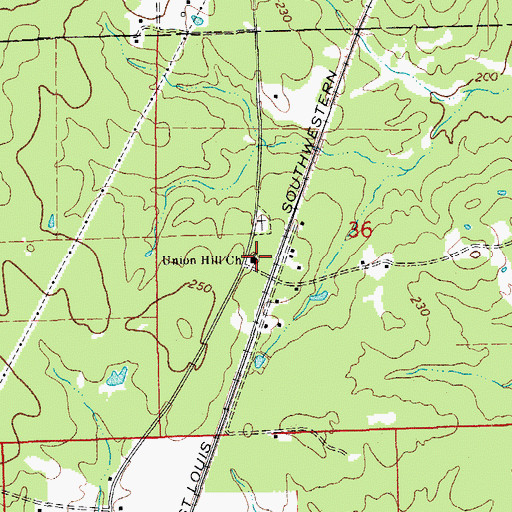 Topographic Map of Union Hill Church, AR