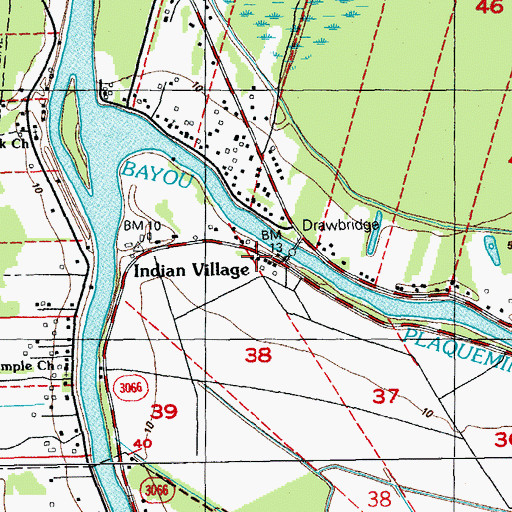 Topographic Map of Indian Village, LA