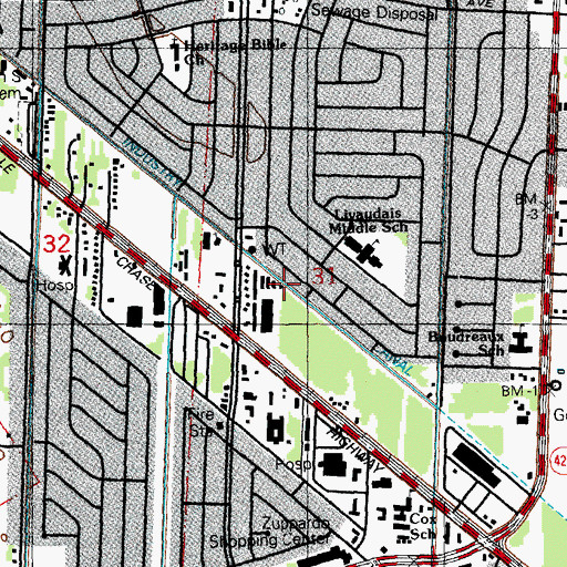 Topographic Map of Industry Canal, LA