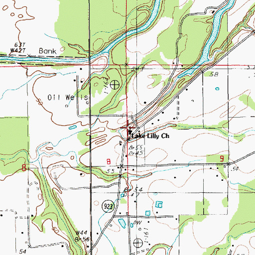 Topographic Map of Lake Lilly Baptist Church, LA
