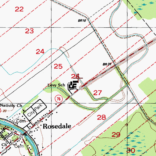 Topographic Map of Levy School, LA