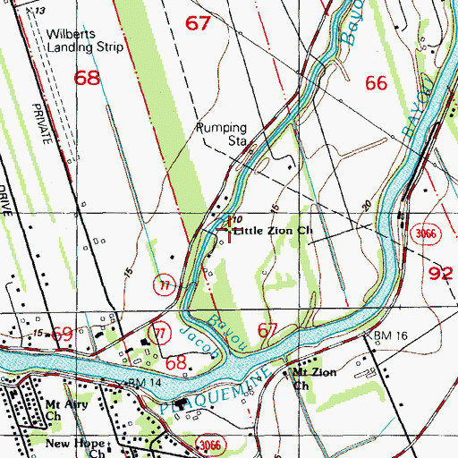 Topographic Map of Little Zion Baptist Church Number 1, LA