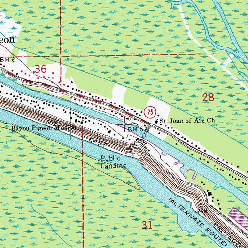 Topographic Map of Lower Grand River, LA