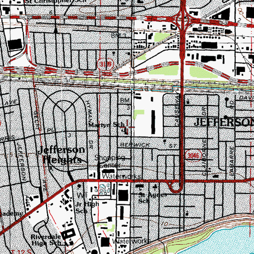 Topographic Map of John H Martyn Alternative School, LA