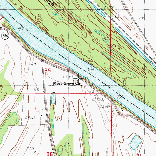 Topographic Map of Moss Grove Baptist Church, LA