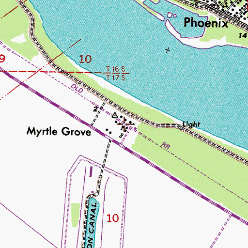 Topographic Map of Myrtle Grove, LA