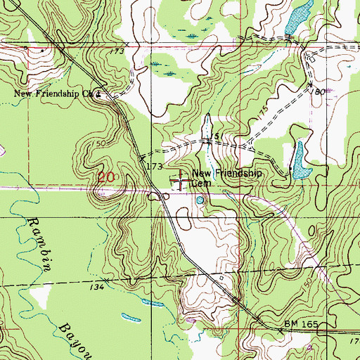 Topographic Map of New Friendship Cemetery, LA