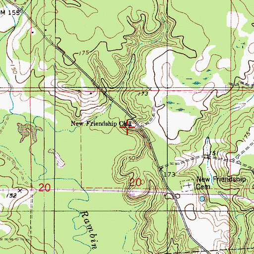 Topographic Map of New Friendship Church, LA