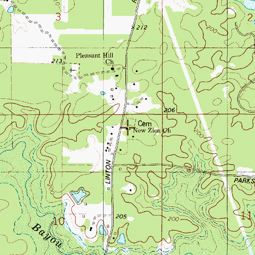 Topographic Map of New Zion Christian Methodist Episcopal Church, LA
